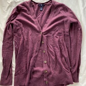 grandpa-style burgundy cozy cardigan